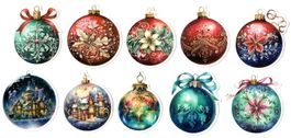 10 Stk. Weihnachtskugeln Sticker, Set 5, ca. 5x6 cm