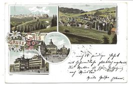 Gruss aus Gais (AR) Gäbris - Hotel Ochsen Krone - Litho 1898