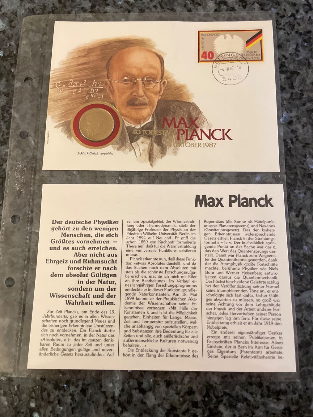Alle Münzen: Numisbrief Max Planck 40. Todestag – Neu (gemäss Beschreibung) aus Schlossrued von Julio25
