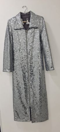 SILVER PARTY WINTER COAT FULLY EMBROIDERED SIZE XS-S   34-36