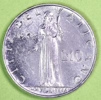 1952  /  VATIKAN  /  10 - LIRE - MÜNZE  /  SEHR GUT ERHALTEN
