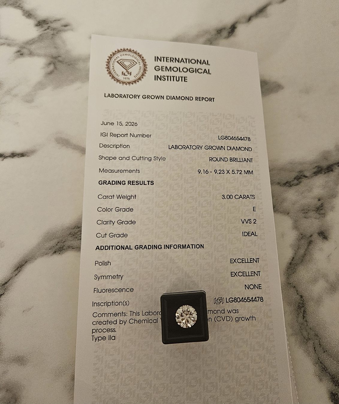 Edelsteine: 3.00 ct IGI Lab Diamant E/VVS2 Ideal Cut – Neu (gemäss Beschreibung) aus Goldach von dio_hhl5 4