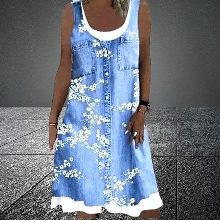 👗Entzückendes Blumen-Denim-Kleid: Wohlfühloutfit! 🩵💫