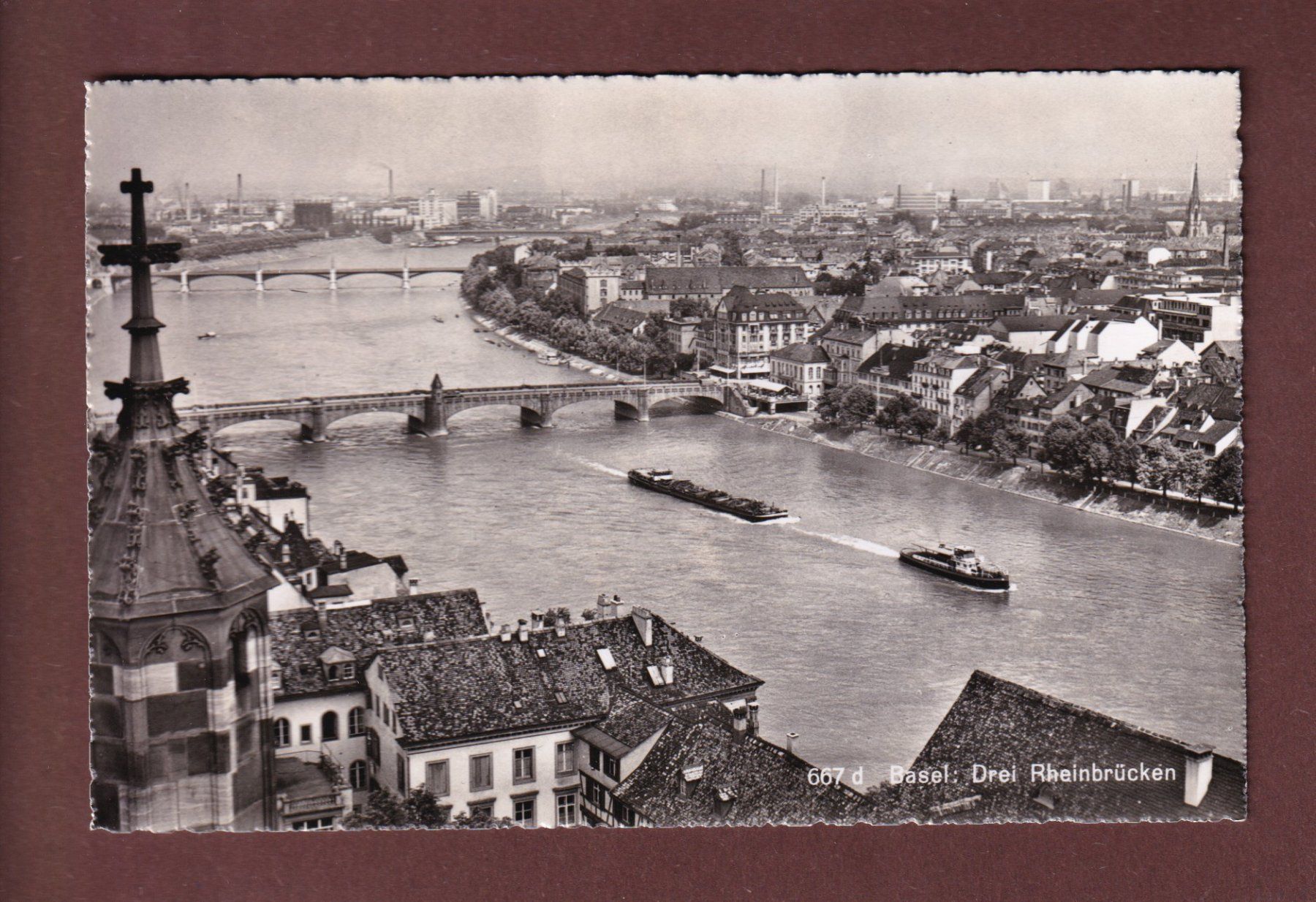 Cartoline postali: BASEL - Drei Rheinbrücken - 1955 – Usato da Pully venduto da nicecards-shop