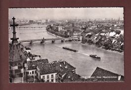 BASEL - Drei Rheinbrücken - 1955