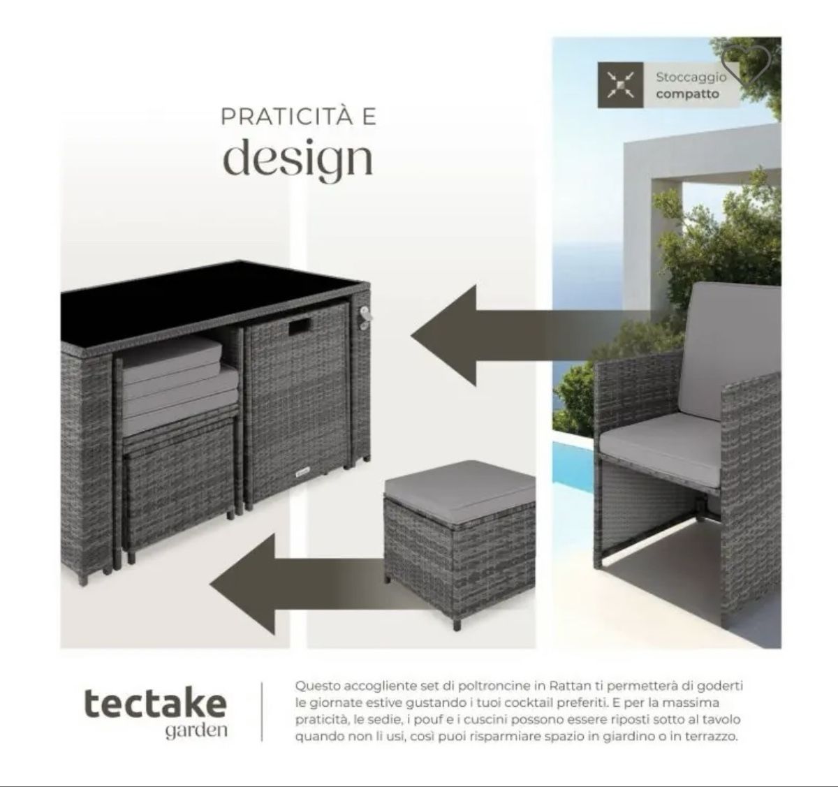 Tischset: Set da giardino / terrazza in rattan tectake 4 posti grigio – Gebraucht aus Zug von sil_z2j2 1