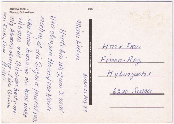 Cartoline postali: Arosa - Plessur, Schwelisee – Usato da Binningen venduto da Mountainrider 1