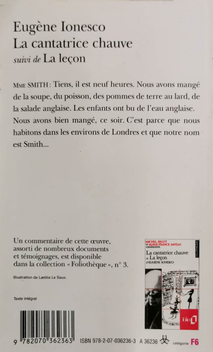 Libri: La cantatrice chauve - Eugène Ionesco – Nuovo (secondo la descrizione) da Bern venduto da Libre_raria 1