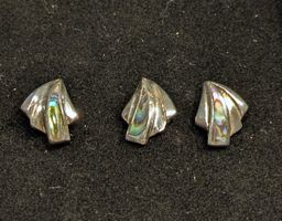 3 Ohrstecker mit Abalone-Einlage 925 Silber