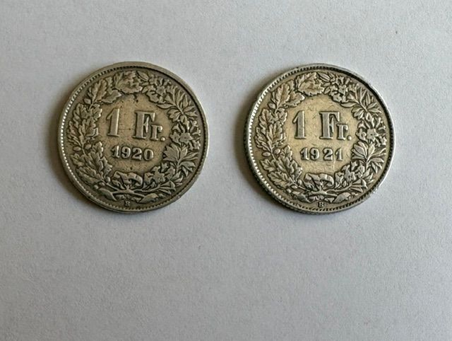 Tutti le monete: 2 x 1 Franken Münze – Usato da Zürich venduto da T62om