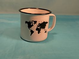 Tasse Metall, Weltkarte