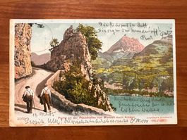 Postkarte Strasse Wesen nach Amden Litho 1905 (P528)
