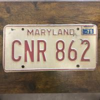🇺🇸 1979 Vintage U.S. Autoschild - Maryland CNR 862
