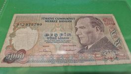 Alte türkische Lira 5000 Lira Schein Atatürk 1970