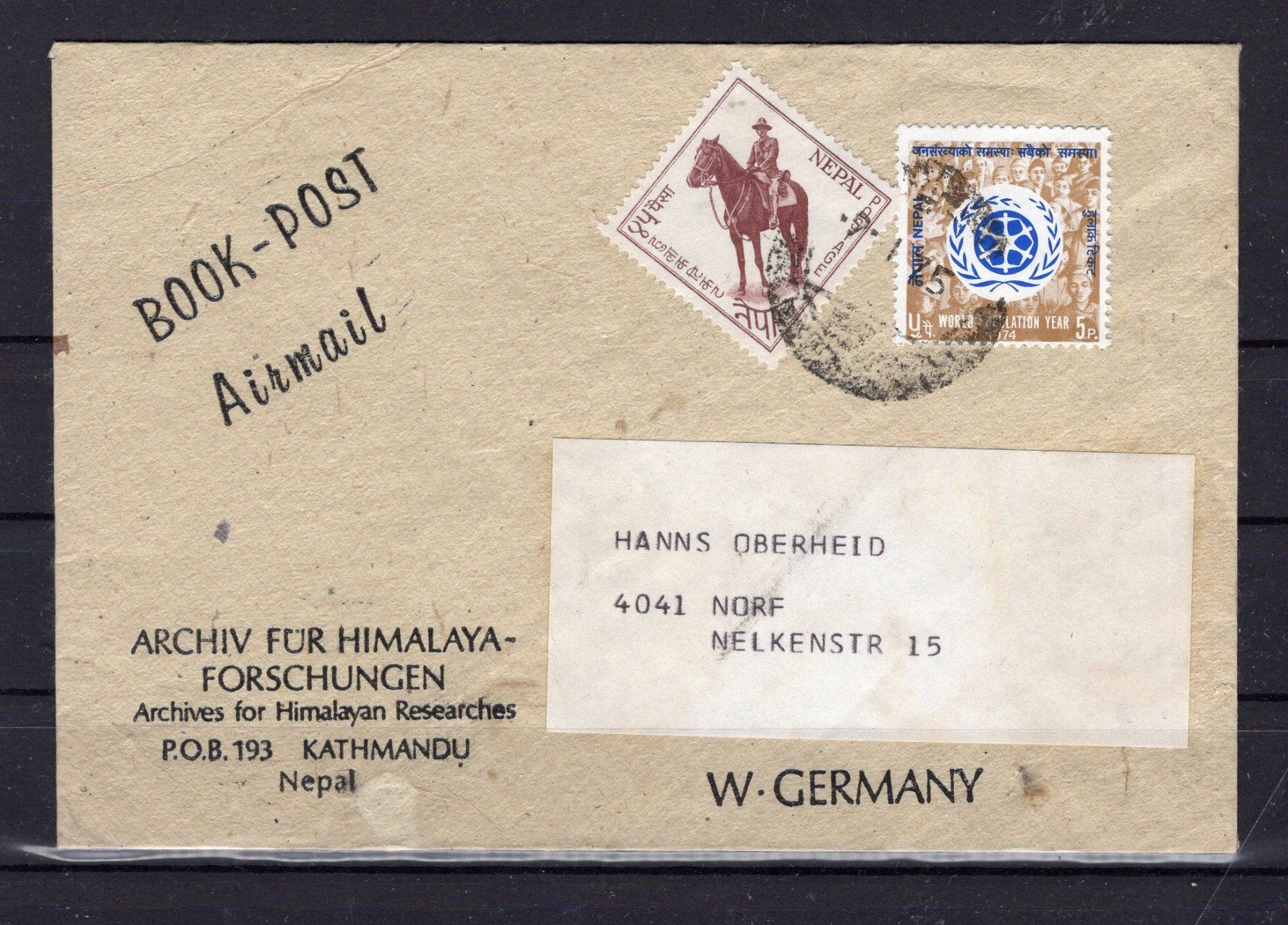 Tutti i francobolli: R2453  /  NEPAL par avion 1974 – Usato da Ste-Croix venduto da MONT-TAGNAC