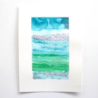 Aquarell Bild Original - Abstrakt Meer - 14.5 x 20.5cm