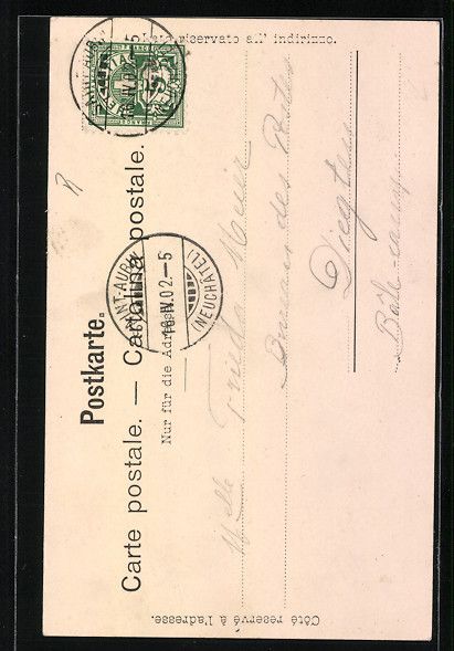 Cartoline postali: AK St. Aubin, Le Clocher, 1902 – Usato da Berlin venduto da bartko-reher 1