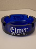 Elmer Mineral Werbe-Aschenbecher Blaues Glas Vintage