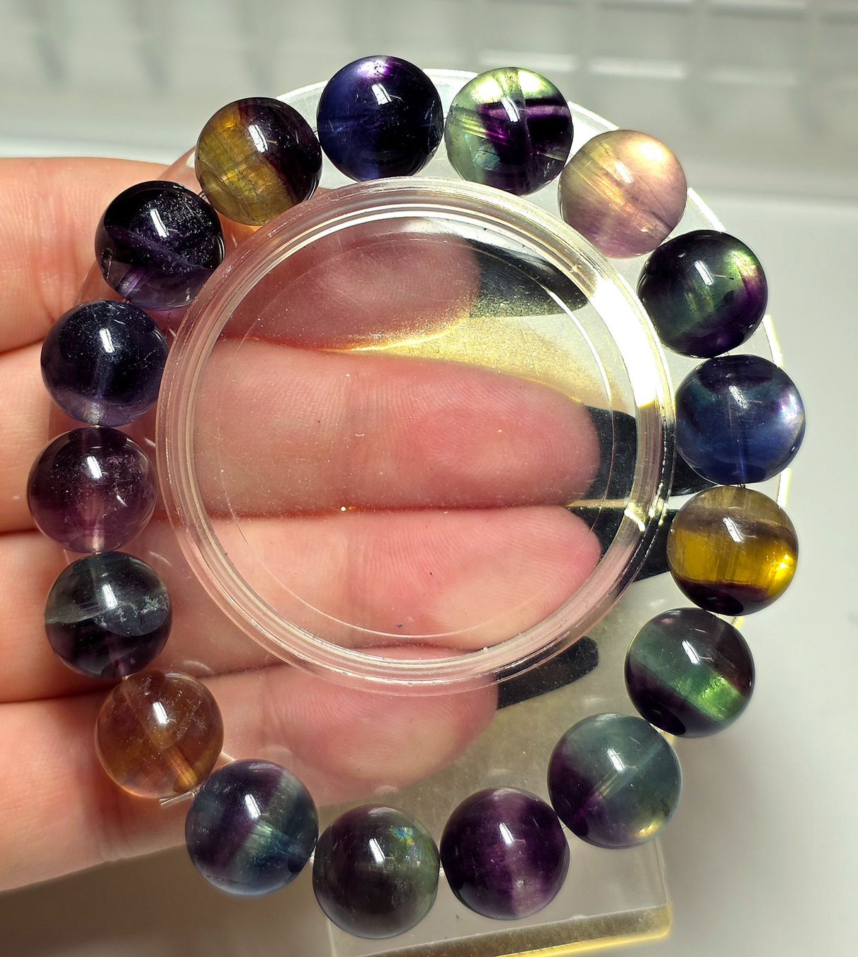 Minerali & Pietre curative: Regenbogenfluorit Armband E 12.8mm – Nuovo e nell'imballaggio originale da Matzingen venduto da Shay_Crystalz