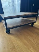 Industrial Couchtisch 90x90 cm auf Rollen | Loft Style