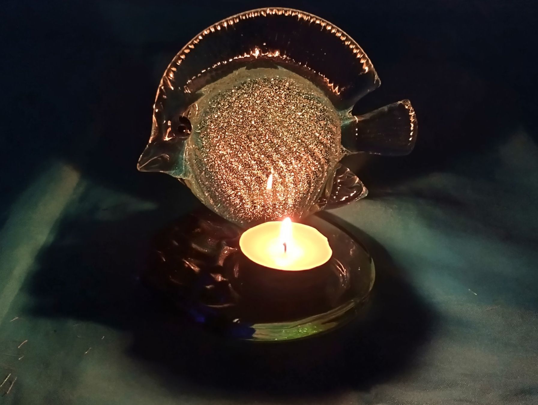 Partylite Portacandele: Teelichthalter PartyLite Fisch, Glas – Usato da Bellach venduto da JingleCherry 4