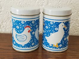 Set Sel et Poivre en métal 70s 80s Style Farmhouse
