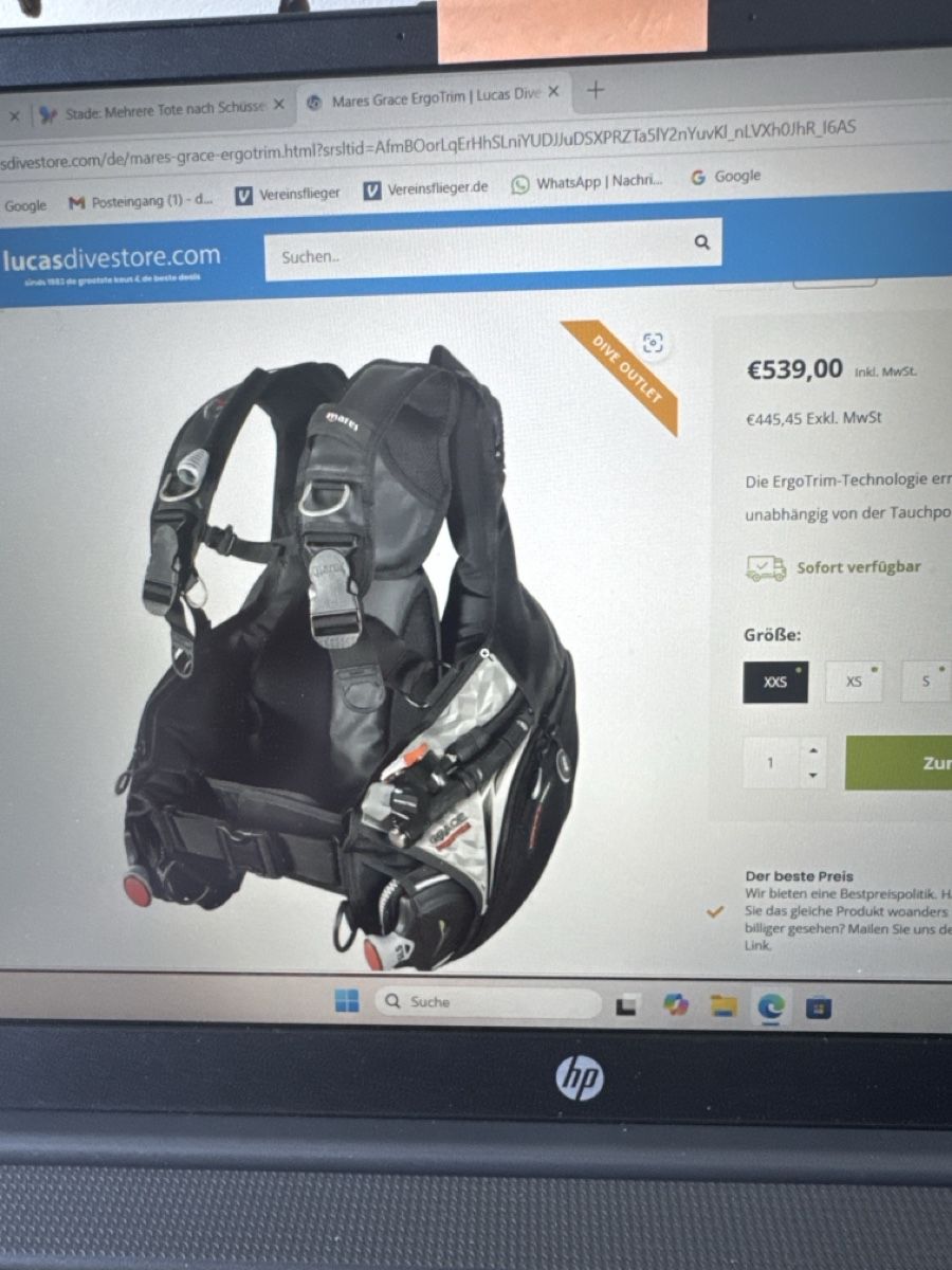 Mares Mute per immersioni: Mares Grace Ergotrim Tarierweste LADY Grösse L – Nuovo (secondo la descrizione) da Birmensdorf ZH venduto da div_9q25 3
