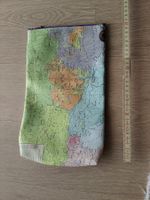 Vintage Necessaire mit Weltkarte, Reissverschluss, Top!