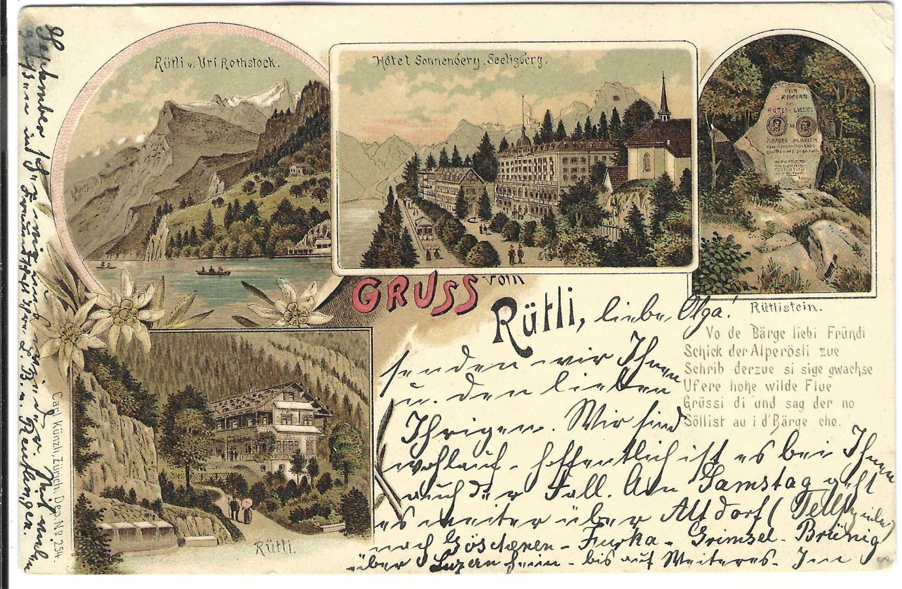Cartoline postali: Gruss vom Rütli, Litho – Usato da Wildhaus venduto da Brunphil