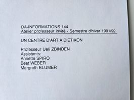 Un centre d'Art à Dietikon - Prof. Ueli Zbinden, EPFL 1992