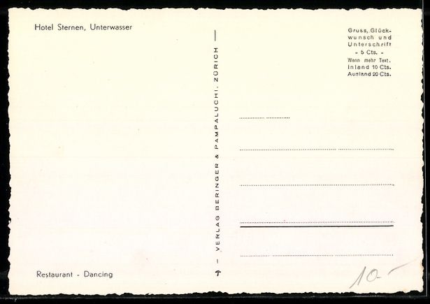 Cartoline postali: Unterwasser, Restaurant Hotel Sternen, D – Usato da Berlin venduto da bartko-reher 1