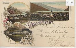 Gruss aus Wallenstadt - Caserne - Litho 1899