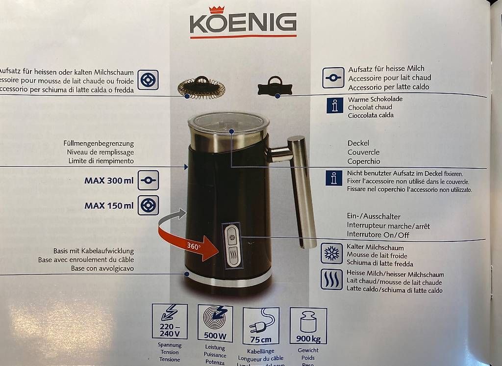 Elettrodomestici da cucina: Koenig Milchschäumer B02124 500 Watt – Usato da Allenwinden venduto da guetzli20 3