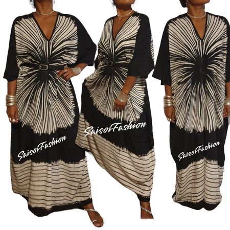 Sommer Batik  Wax Handmade elegantes Kaftan Maxikleid S-XXXL