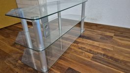 TV-Rack aus Glas und Metall 100x50 cm guter Zustand