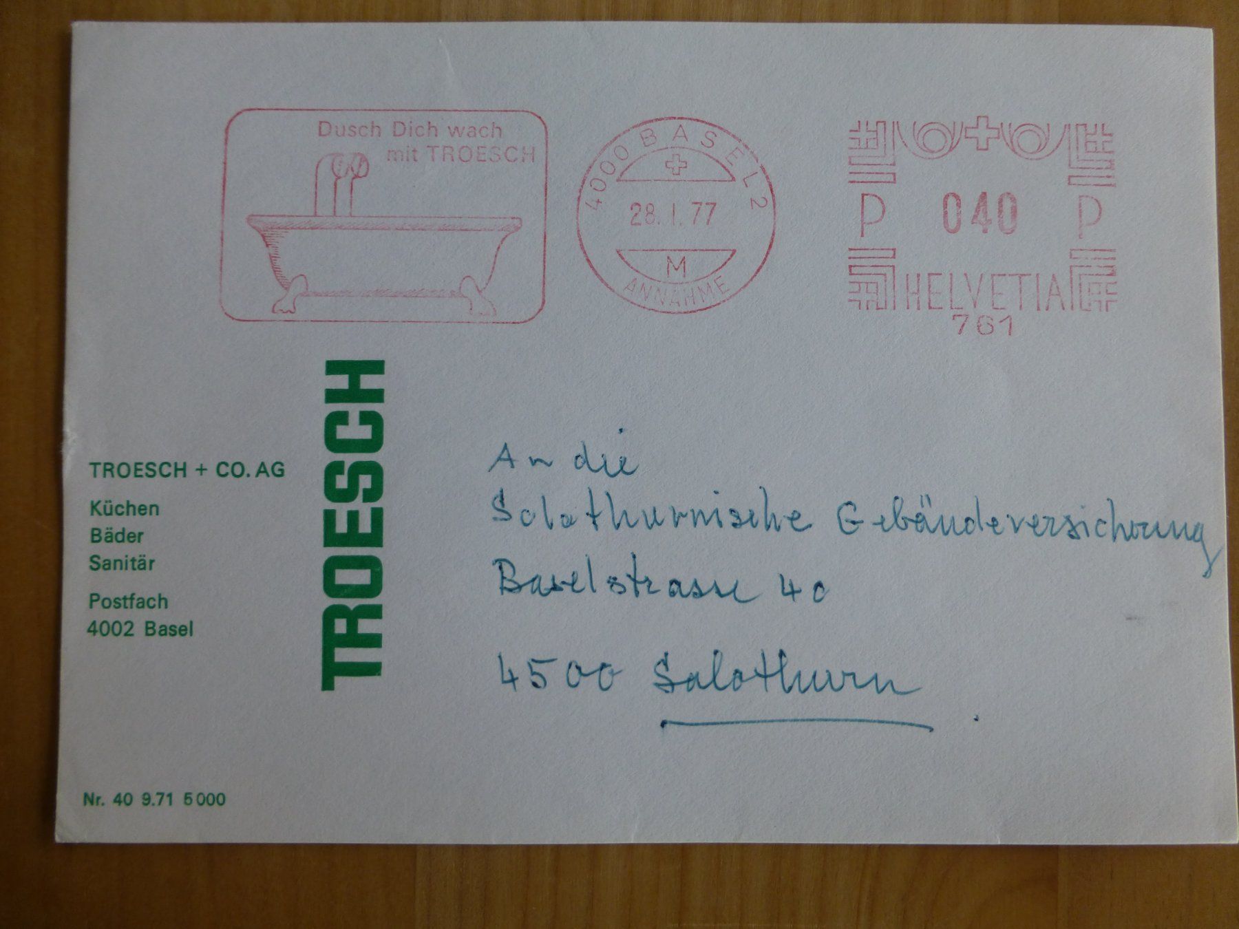 Foto & Immagini: Basel, Troesch Kuchen-Bäder, 1977 – Usato da Bettlach venduto da 1saurer