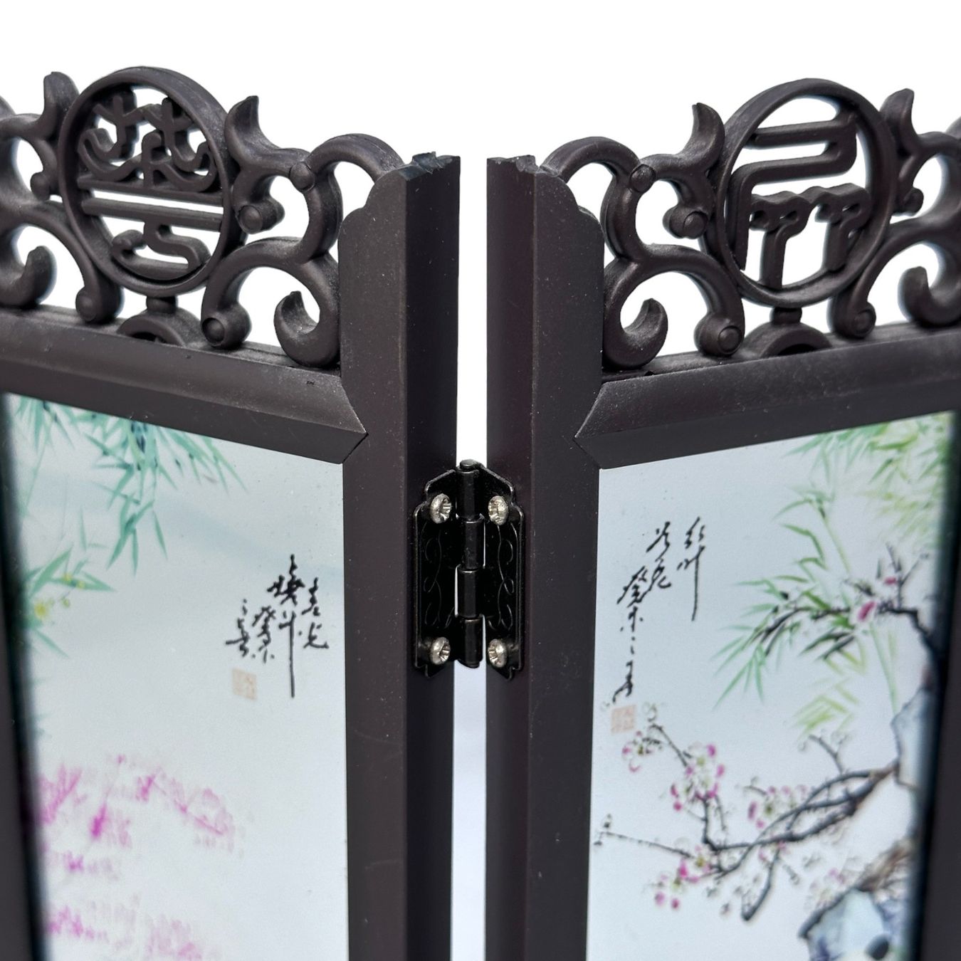 Paravents: Mini paravent chinois en bakélite verre peint calligraphie – Gebraucht aus Morges von vintiques 6