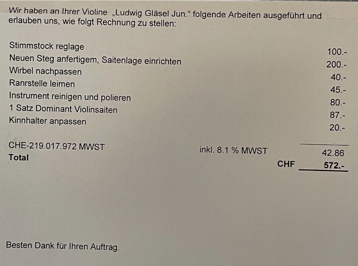 Ludwig Strumenti musicali: Violine 1/1 von Ludwig Gläsel Jun. – Nuovo (secondo la descrizione) da Leuggern venduto da Giorgina8 8