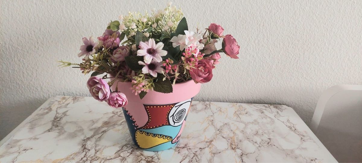 Vasi per fiori: Handbemalter Blumentopf, einzigartiges Design, Frühling! (57 – Usato da Basel venduto da Pureza82 3