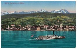 Rorschach mit Säntis, Dampfer, datiert 1924