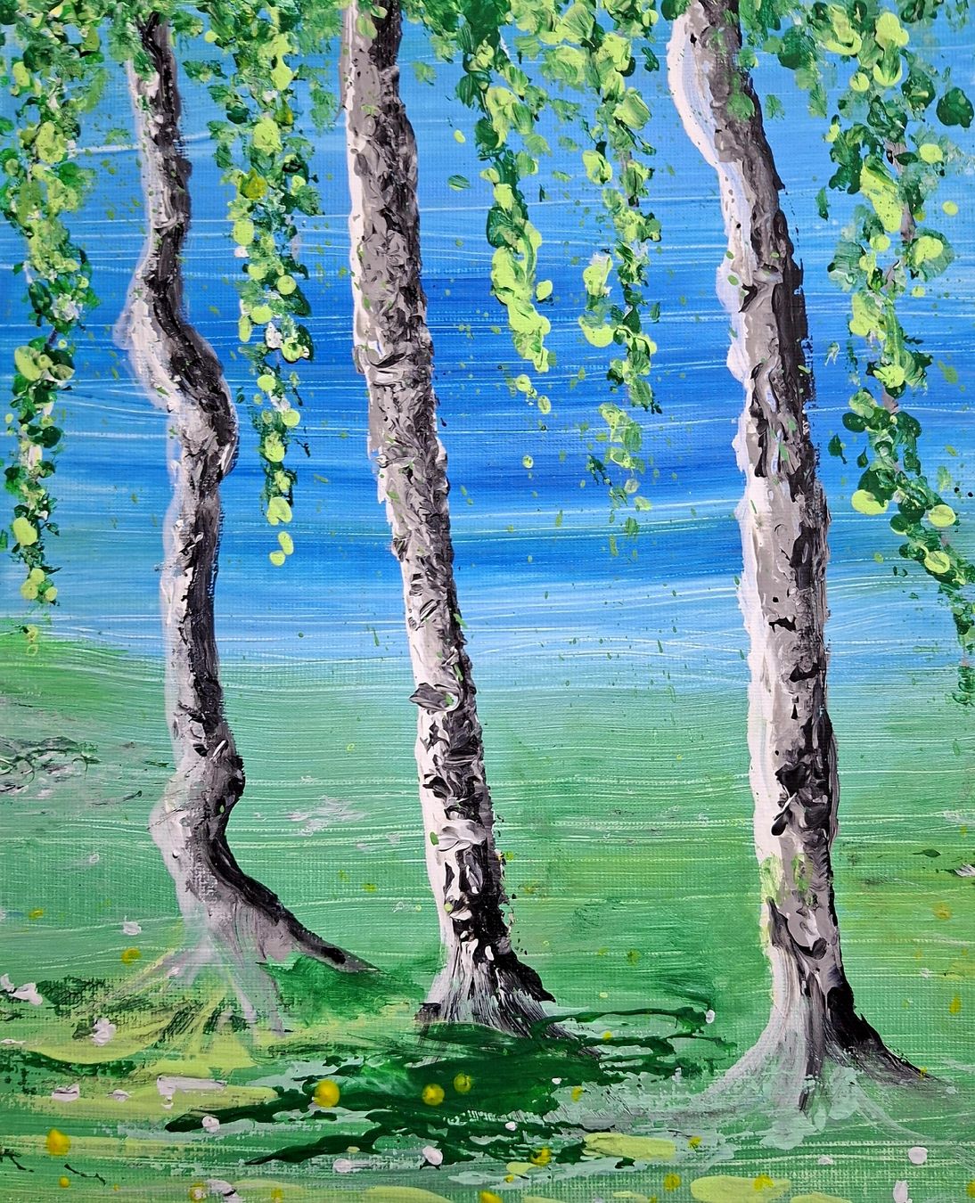 Dipinti: Original Acryl Gemälde 30x24cm Birkenwald  Handgemalt – Nuovo e nell'imballaggio originale da Rovio venduto da POSITIFFARTandPLANTS 1