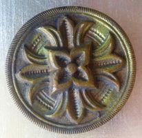 antiker Gardinen-Knopf aus Messing, D=52 mm, ca. 1880-1920