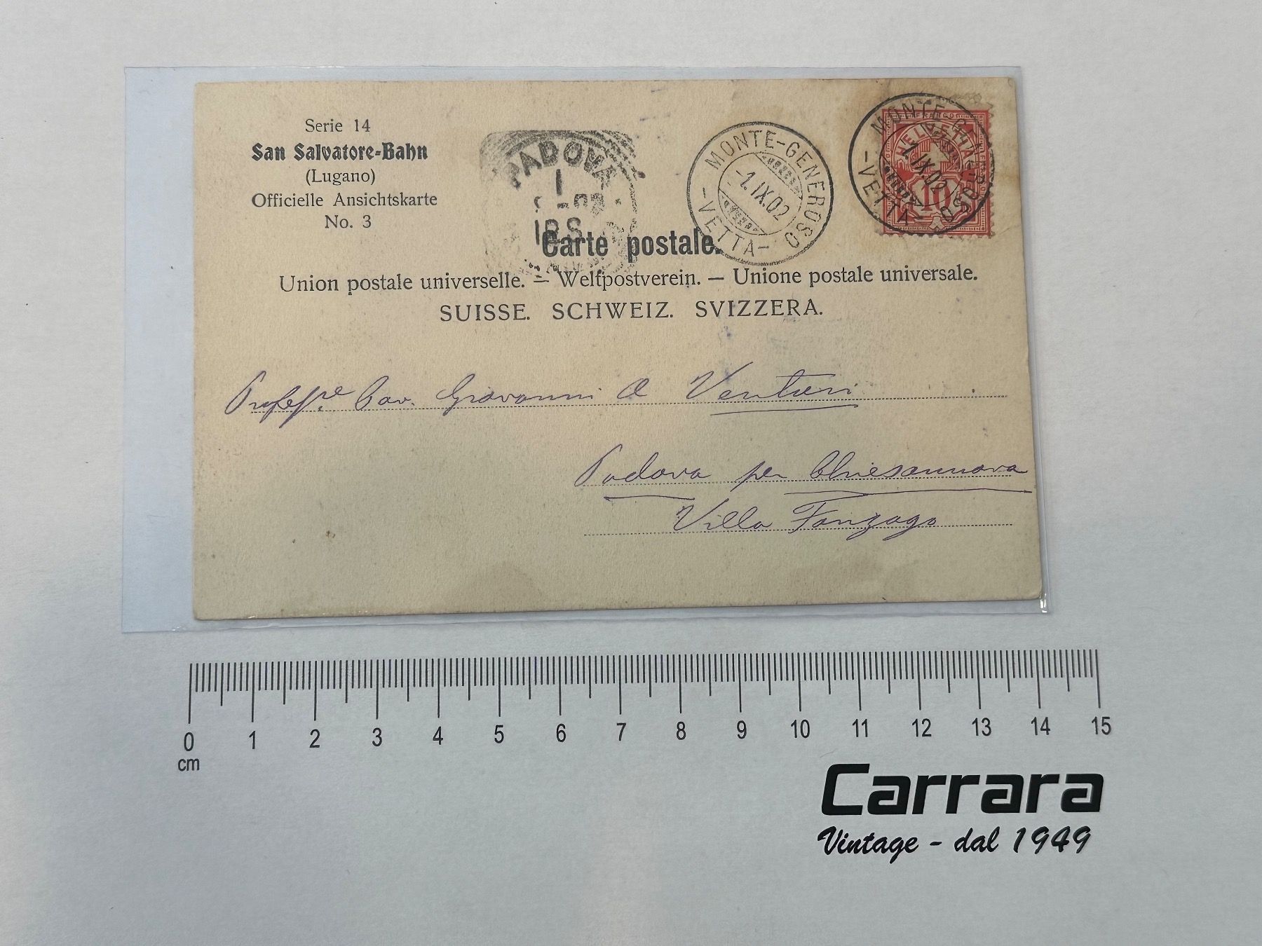 Cartoline postali: Postkarten Ponte di Melide Bissone Monte Generoso 1902 – Usato da Chiasso venduto da Carrara-Modellismo 1