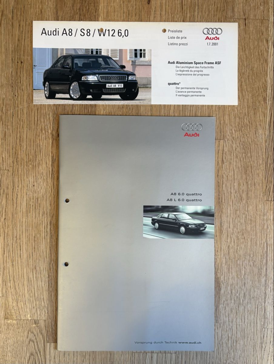Audi Documenti: Audi A8 / S8 / W12 Prospekt & Preisliste 2001 – Usato da Freienstein venduto da Golfbueb