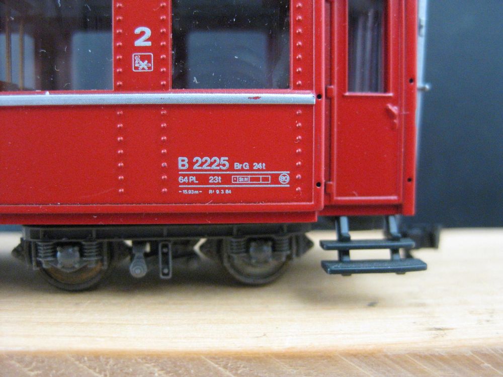 STL RhB B 2225 rot mit KK und Bemo Drehgestellen, ohne OVP, (Gebraucht ...
