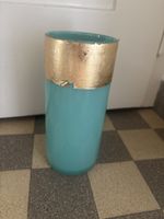 Vase turkise mit Goldrand 