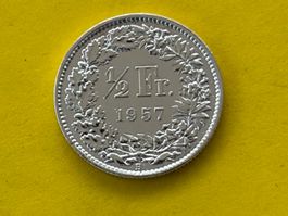 1/2 Fr. 1957 sehr vorzüglich erhalten