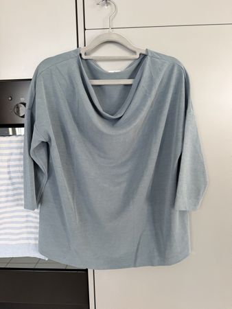 S. Oliver T-Shirt blau Wasserfallkragen 