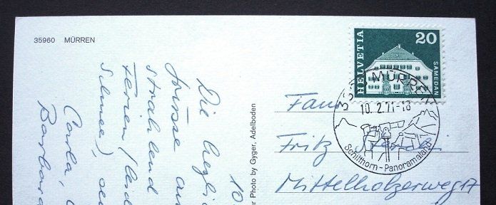 Cartoline postali: MÜRREN Luftseilbahn, Standseilbahn – Usato da Jona venduto da philajona 1