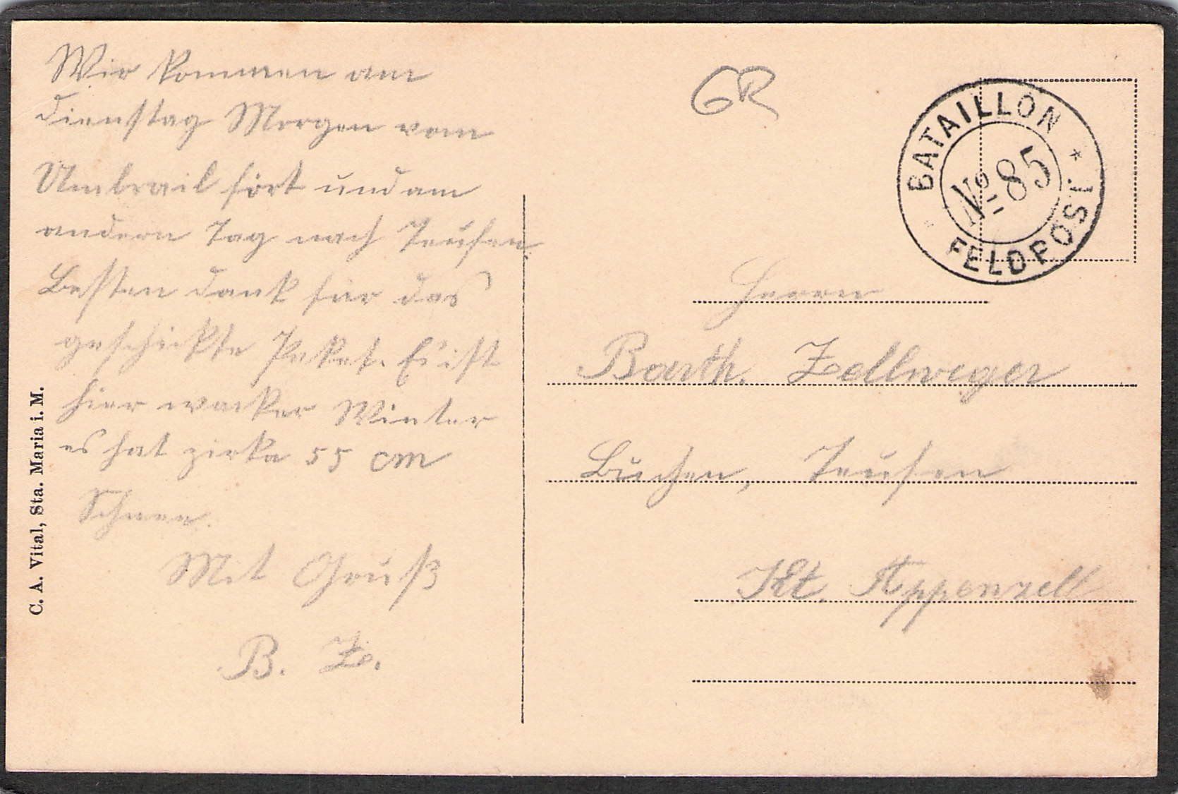 Cartoline postali: #Sta. Maria i.M. GR , gel. Feldpost – Usato da Reichenburg venduto da Pipo-67 1